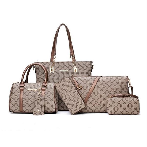 Femmes sac à main en cuir sacs à bandoulière mode fourre-tout femme sac à main Six pièces ensemble marque de créateur grande capacité décontracté Duffel224V