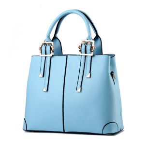 Femmes sac à main sac à main en cuir PU fourre-tout sac à bandoulière dame Style Simple sacs à main sacs à main couleur bleu ciel A7