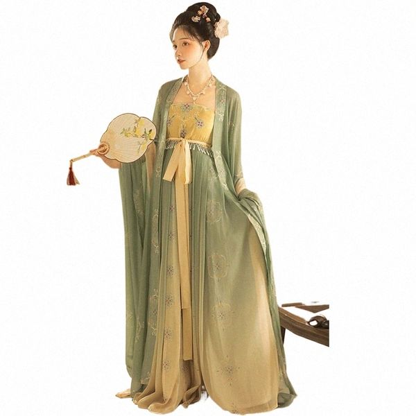 Mujeres Hanfu chino tradicional traje folclórico bordado ropa Dinastía Han Oriental antigua Cosplay Danza Dr Outfit YS1527 G0bl #