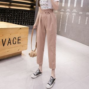 Dames Harem Broek Zomer Herfst Mode Vrouwelijke Effen Elastische Taille Losse Broek Casual Cargo Pant Streetwear Enkle-Lengte 210423