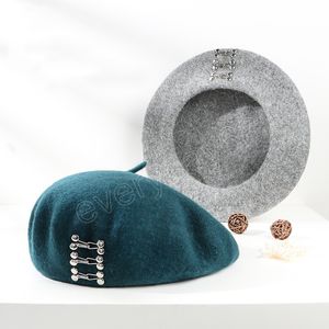 Femmes chapeau béret hiver laine fourrure chapeaux de luxe Decotare décontracté grande taille gris vert élégant casquette Gorras