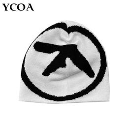 Femmes Chapeau Tricot Bonnets Aphex Twin Caps Pour Hommes Y2k Streetwear Hiver Mode Pull Kpop Vintage Goth Chaud Hip Hop Unisexe 240115