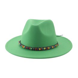 Femmes chapeau hiver chapeaux pour femmes homme chapeau Fedora feutre Western Cowboy solide chaîne décontracté hiver large bord Sombreros