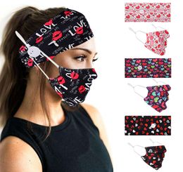 Femmes Bandeau Et Masque Visage Saint Valentin Cadeaux Cheveux Accessoires Bandeau Avec Masques Bouton Pour Sport Yoga