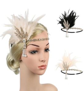 Femmes casque plume clapet bandeau brillant magnifique Gatsby coiffure casque Vintage bal mode Getsbi cheveux accessoires 7215933