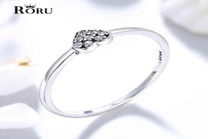 Femmes Heart Dingers Shiny Zircon Sweet Gift for Teen Girls Taille 510 S Gold Simple Real 925 Silver Ring Jewelry1113343