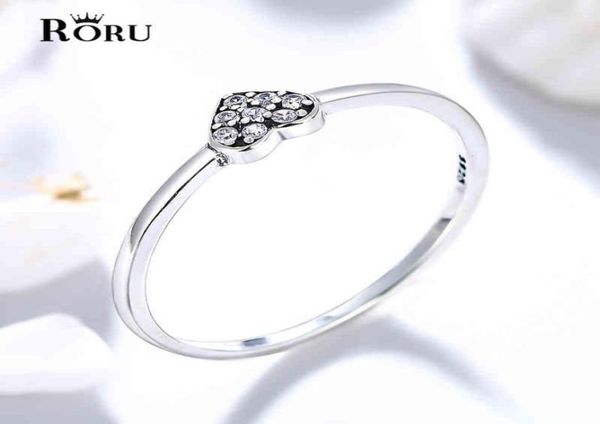 Femmes Heart Fingers Shiny Zircon Sweet Gift for Teen Girls Taille 510 S Gold Simple Real 925 Silver Ring Jewelry1421108