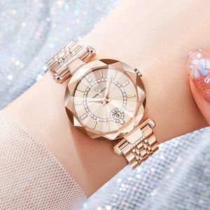 Relojes de cuarzo Heart of the Ocean para mujer, reloj de lujo de alta calidad, calendario, cara de diamante estrellado, reloj resistente al agua de acero sólido