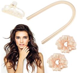 Vrouwen Heatless Rollers Hair Curlers voor lang medium haar, Sleep krulhoofdhoofdband draagbare lichtgewicht doe -het -zelf zacht haarstylinggereedschap (geel1637604