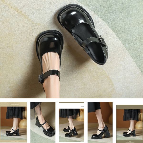 women heels Cuir verni noir carré bout pointu escarpins à talons aiguilles sandales de qualité supérieure femmes robe de créateur boucle chaussures de soirée sexy