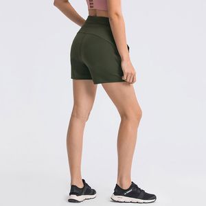 Dames shorts met hoge elasticiteit en zakken Active Wear Workout Booty Gym oefening Yoga Shorts Effen kleur Sportleggings
