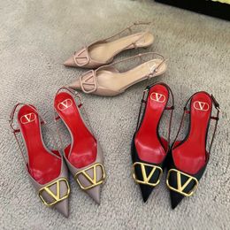 Femmes talons hauts sandales de créateur en cuir véritable 4 cm 6 cm 8 cm 10 cm sexy talon mince nu noir mat été marque de luxe femme pompes avec sac à poussière rouge taille 34-44