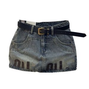 Vrouwen hoge taille a-line korte denim jeans logo appliqued ontwerper mini rok smlxl