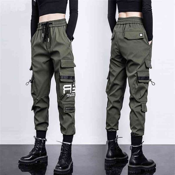 Femmes taille haute Cargo pantalon mode cordon pantalon dames lâche survêtement pantalon grande taille rue pantalon décontracté 210915