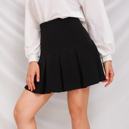 Femmes taille haute jupe plissée 2021 automne été Kawaii solide a-ligne marin jupes japonais école uniforme Mini jupes # g30