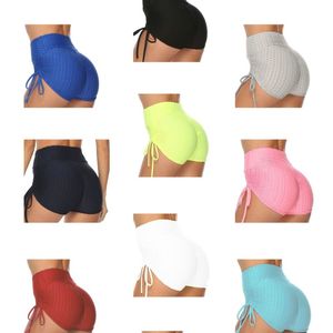 Femmes taille haute courte femme bout à bout Scrunch levage Shorts femme Fitness Yoga vêtements contrôle du ventre texturé froncé pantalon été décontracté course vêtements de sport