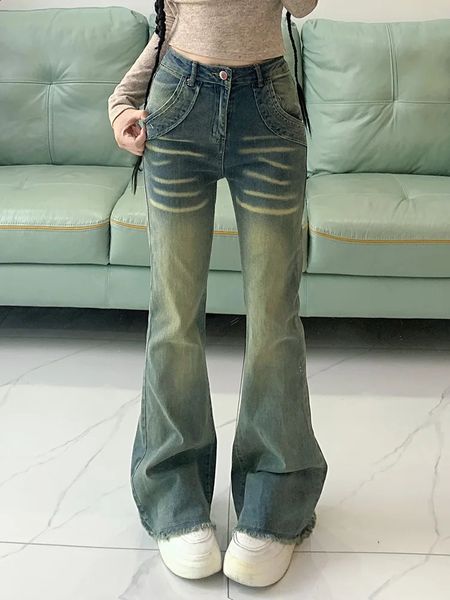 Femmes taille haute Stretch Flare jean maigre Streetwear années 90 Vintage cloche bas Denim pantalon Lady Punk Y2K gland mode pantalon 240305