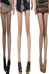 Vrouwen hoge taille panty's visnet kousen sexy mesh dij hoge panty zwart kleurrijke super rekbare stof2714170