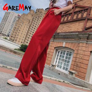 Femmes taille haute jambe large pantalon long Loodr bureau solide Streetwear pantalon décontracté été femmes 210428