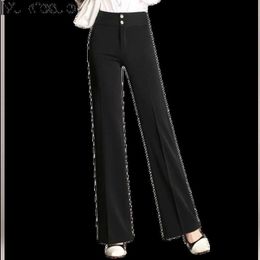Vrouwen hoge taille brede beenbroek losse lange broek elegante dame vintage kantoor pak casual pantalon femme 210608