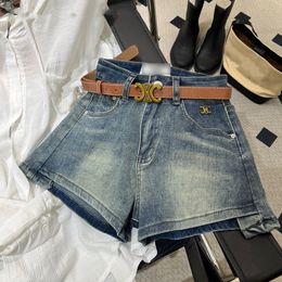 Dames Hoge taille met riem denim jeans logo Letter Appliqued Luxury Designer Shorts SMLXL