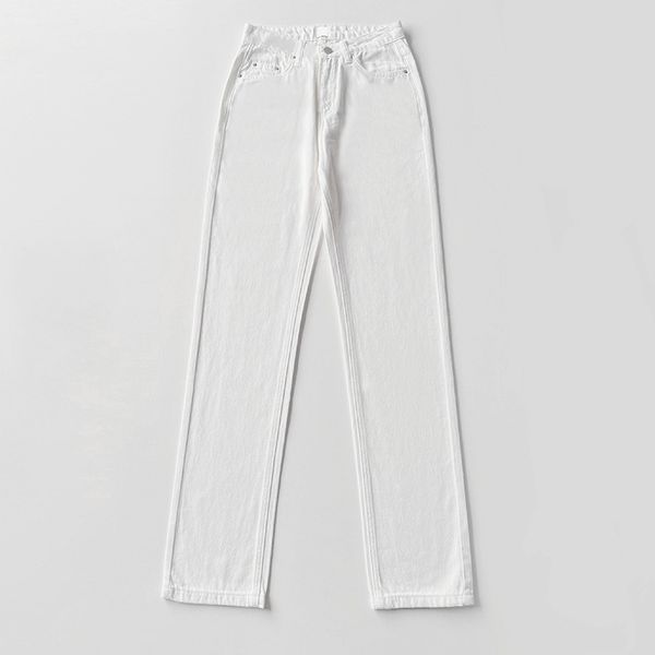 Pantalon droit en denim décontracté taille haute pour femme Toteme blanc