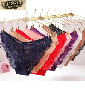 Femmes Highcotch Transparent Underwear Pantes Briefs Mesdames Sexy Lace Floral Bowknot Thongs G String pour la lingerie féminine5214544