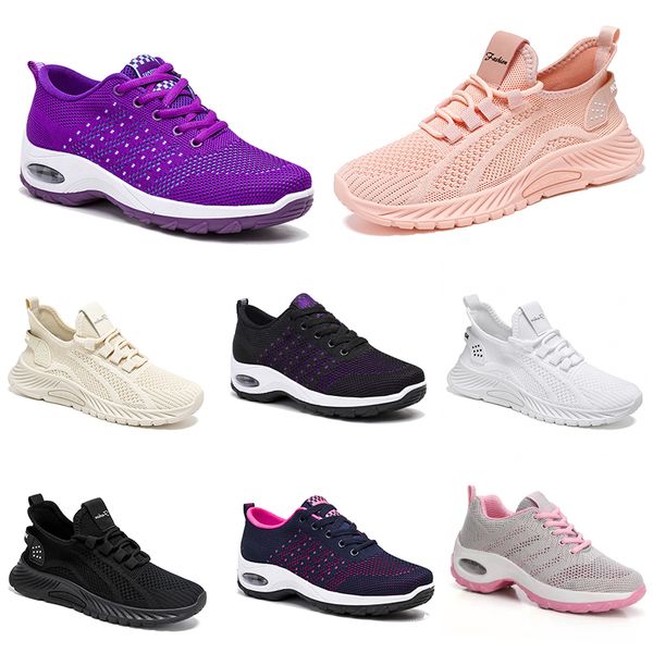 Mujeres zapatos de senderismo para hombres nuevos zapatos planos de moda suave de moda púrpura blanca cómoda cómoda bloqueo de color deportivo Q81-1 gai 980
