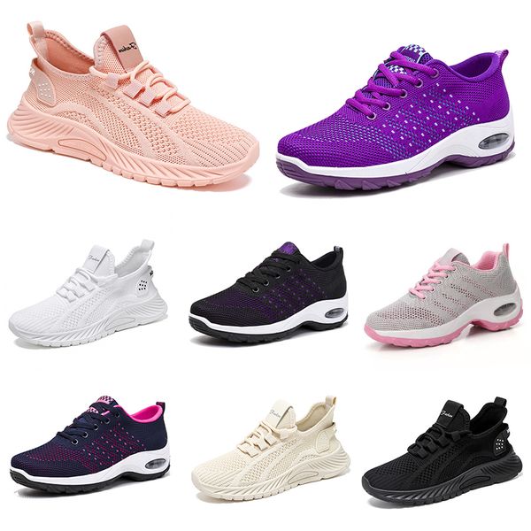 Mujeres zapatos de senderismo para hombres nuevos zapatos planos de moda suave de moda púrpura blanca cómoda cómoda bloqueo de color deportivo Q93 gai 224