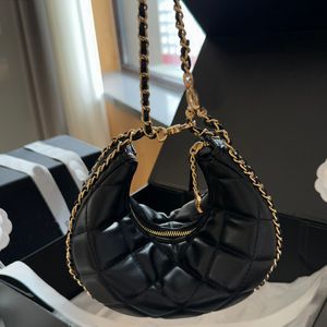 Dames Hobo-schoudertas Modeontwerper Half Moon Bag Luxe merktas Crossbodytas Handtas Portemonnee Kaarttas Clutch Gewatteerde tas Ruitpatroon Gouden metalen ketting