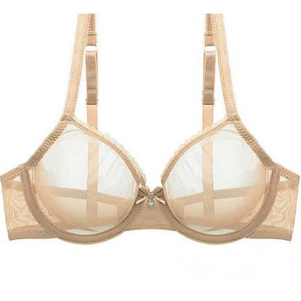 Mujer sujetador hueco se verá a través de la malla sexy de malla transparente ultra delgada bras b c d e f 75 80 85 90 95 100 US EU UK Drop 211012