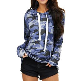 Dames capuchon sweatshirts hoodies camouflage print pocket tops katoen met lange mouwen plus size mode mode herfst winter pullover hoodie top