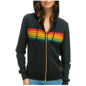 Dames Hoodies Jas LGBTQ Nieuwe Dames Casual Rainbow Hooded Sweatshirts LGBT Fashion Zip-up Gestreepte Hoodies