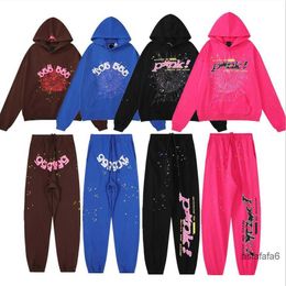 Sudaderas con capucha para mujer Sp5der 555 Streetwear Patrón de telaraña Sudadera con capucha Pareja Sudaderas Chándal Diseñador Mejor calidad para hombre Top + pantalones NKUA