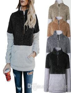 Dames Hoodies Warm Fleece Sweatshirt Lange mouw Casual sweatshirts Sherpa Pullover Matching Color Sweatshirt met Pocket CNY811332946