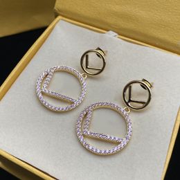 Vrouwen Oorringen Premium Gold Diamond Earring Designer Stud Earring Luxe Hoops Letter Design Oorbellen Mode-sieraden cadeau