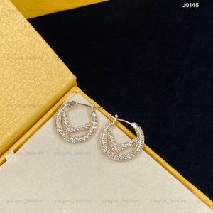 Vrouwen Oorringen Premium Gold Diamond Earring Designer Stud Earring Luxe Hoops Merk Brief Ontwerp Oorbellen F Mode-sieraden Luxe