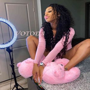 Femmes maison ours en peluche pantoufles hiver dessin animé en peluche maison pantoufle chaud drôle intérieur chaussures femelle Animal fourrure fausse fourrure diapositives X0523