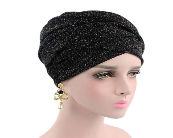 Sombrero de la India para mujer, gorro musulmán con volantes para quimioterapia, gorro, bufanda, turbante, gorro envolvente para la cabeza, mezcla de algodón informal, cómodo, material suave 8827546