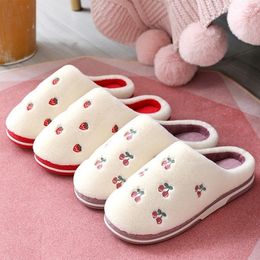 Dames Indoor Warm Pluche Home Slippers Mode Fruit Slipper Antislip Soft Liefhebbers Winter Vrouwelijke Schoenen Banaan Cherry Dames Dia's Y201026