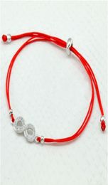 Femmes Infinity 8 Bracelet Charm Bracelet Lucky Red Thread String Bracelets Corde tressée Couple de bijoux réglable Gift Sterling Silv8214390