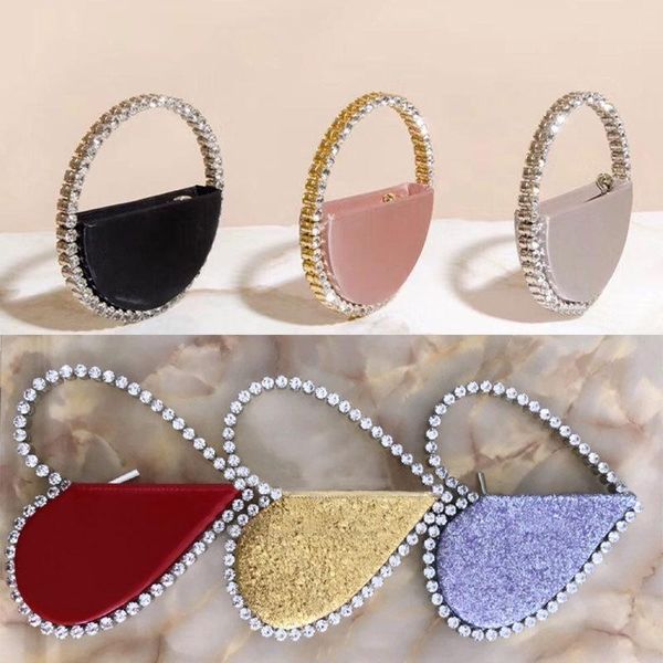 Cross Body Femmes INS Diamant Circulaire Sac De Soirée Poignée Ronde Strass Dîner Embrayage Bourse Dames Demi Lune Sac À Main