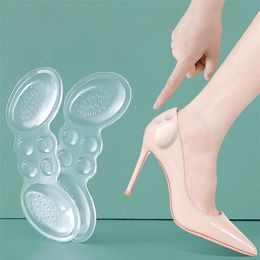 Vrouwen inlegzolen voor schoenen Hoge hiel transparant pad aanpassen grootte lijm hakken pads protector sticker pijnverlichting voet zorg insert 220713