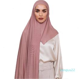Femmes Instant Wrap Jersey Hijab Pré-cousu Premium Jesey Hijabs Pinless Foulards Bandana Turban 170x60 cm
