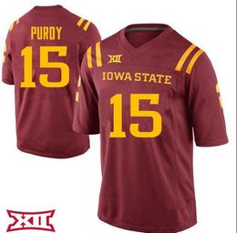 Vrouwen Iowa State Cyclones #15 Brock Purdy Ladies Real Embroidery College Football Jersey maat S-4XL Custom Elke naam Number Jersey