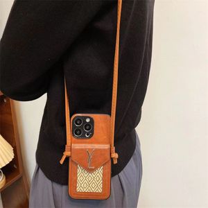 Dames iPhone-hoesje Crossbody telefoonhoesje Designer telefoonhoesjes Luxe Y lederen mobiele telefoon hoesjes Mode handtas hoesje 2 kleuren met riem