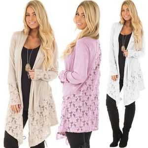 Dames Onregelmatige Kant Floral Top Casual Lange Mouw Sjaaljasjas Jas Uitloper Cardigan Vrouwelijke Kleding Herfstveer Plus Size L-5XL1