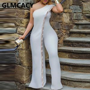 Dames Onregelmatige Shoulder Jumpsuit Solid Lovert Detail Party Club Overalls Jumpsuits 210702