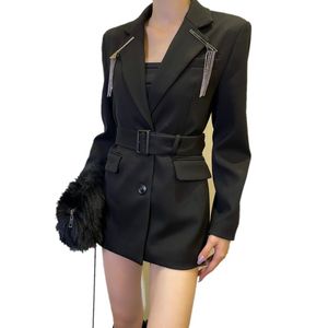 Veste de créateur de mode pour femmes, dernier Style avec ceinture, Corset, vestes de costume, manteaux Slim pour dames, vêtements d'extérieur