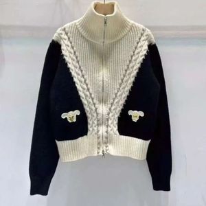 damesjas designer trui dames herfstmode korte gebreide kleding eenvoudige gebreide jassen losse casual rits jas applique vest truien